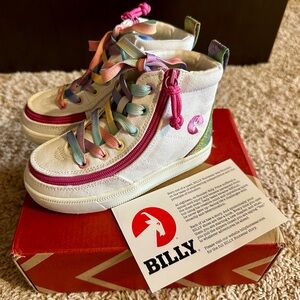 NIB Billy Footwear Toddler Girls Classic Lace High Rainbow Glitter Shoes Size 9